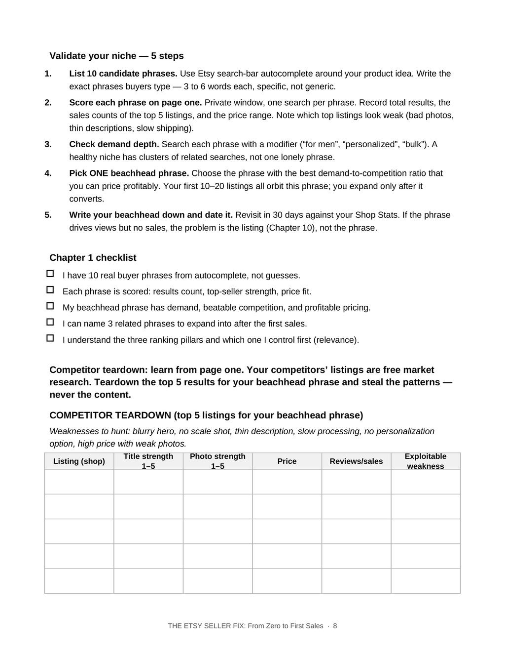 The Etsy Seller Fix: From Zero to First Sales (Etsy Launch Playbook PDF)