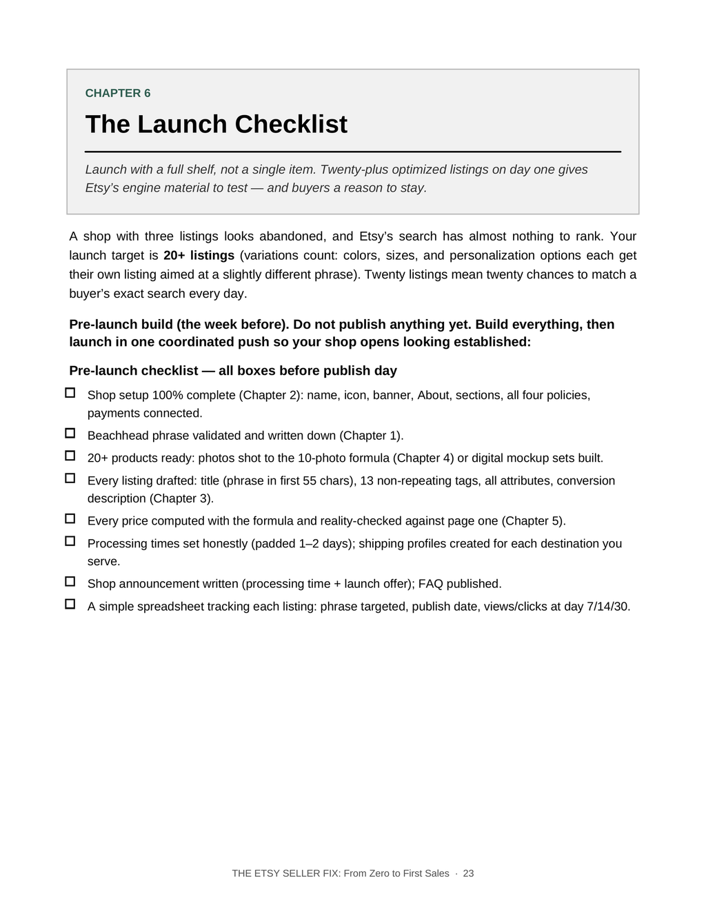 The Etsy Seller Fix: From Zero to First Sales (Etsy Launch Playbook PDF)