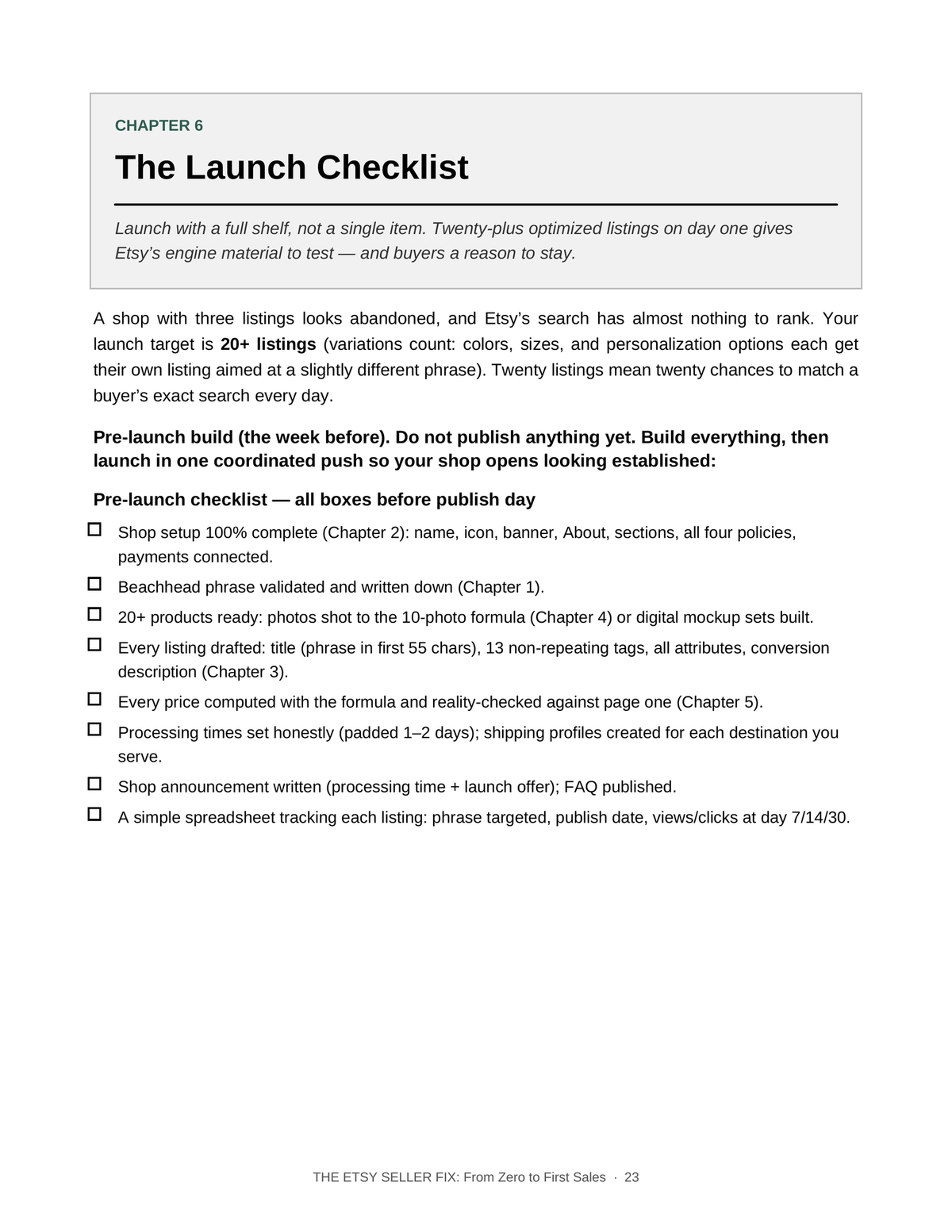 The Etsy Seller Fix: From Zero to First Sales (Etsy Launch Playbook PDF)