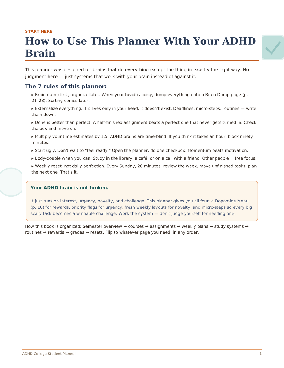 ADHD College Planner, Undated Student Planner for Focus and Deadlines, Assignment Tracker, Weekly Study Planner, Printable PDF