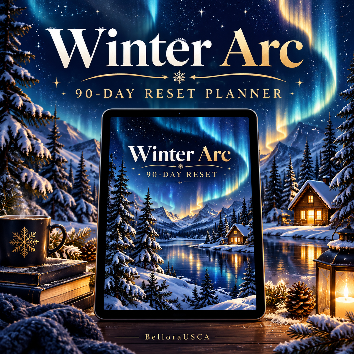 Winter Arc 90-Day Reset Planner, 90 Day Challenge Printable, Habit Tracker, Workout Log, Weekly Review Journal