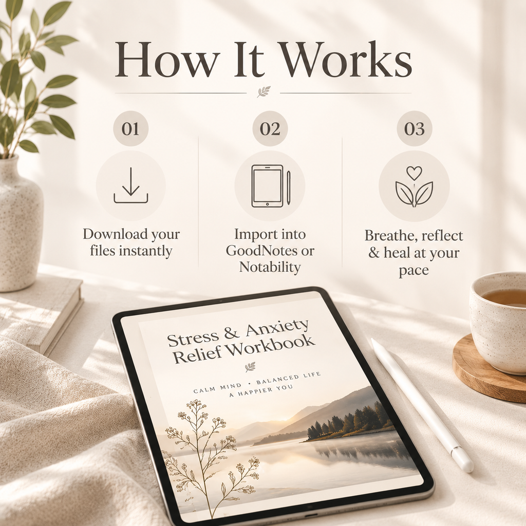 Minimal anxiety workbook on iPad showing mood tracker page