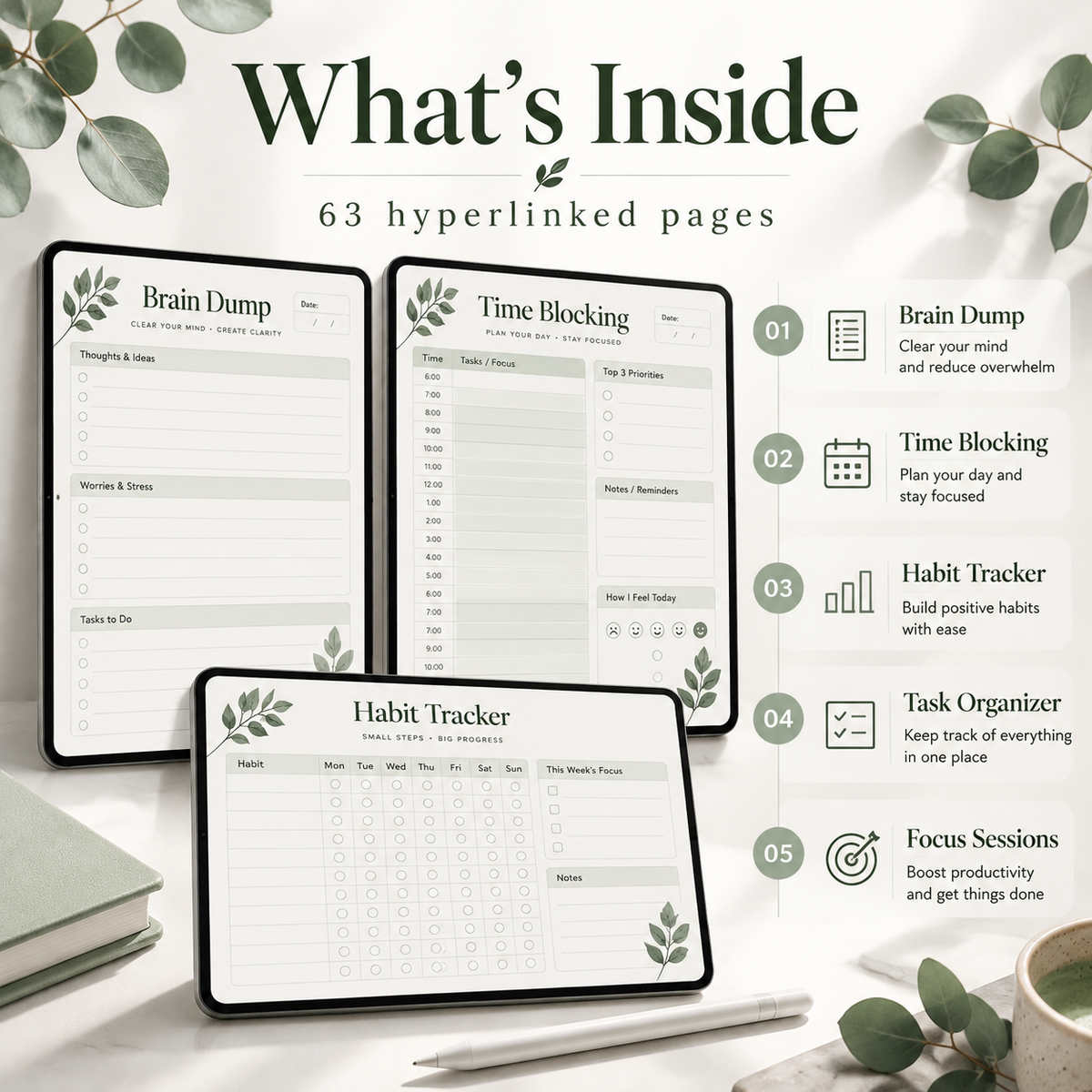 Sage ADHD digital planner on iPad showing task organizer page