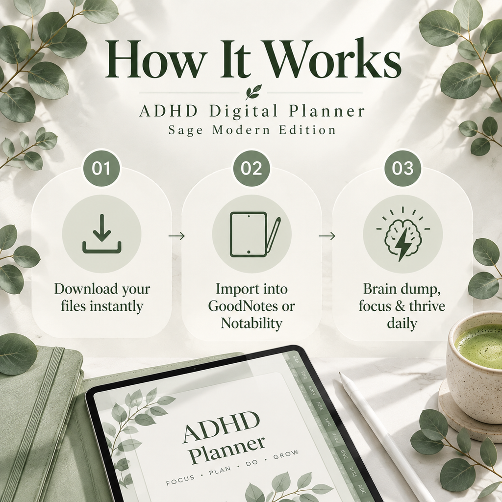 Sage ADHD digital planner on iPad showing task organizer page