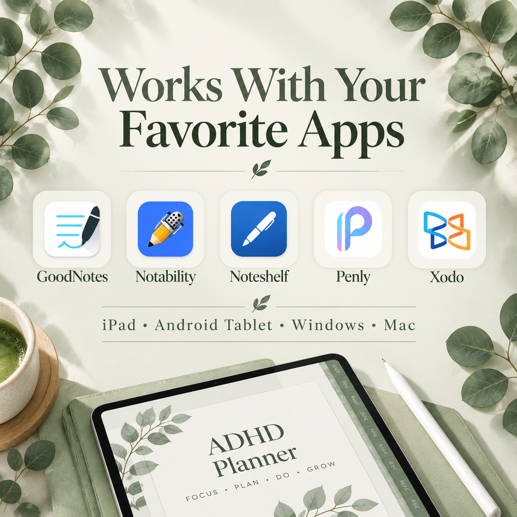 Sage ADHD digital planner on iPad showing task organizer page