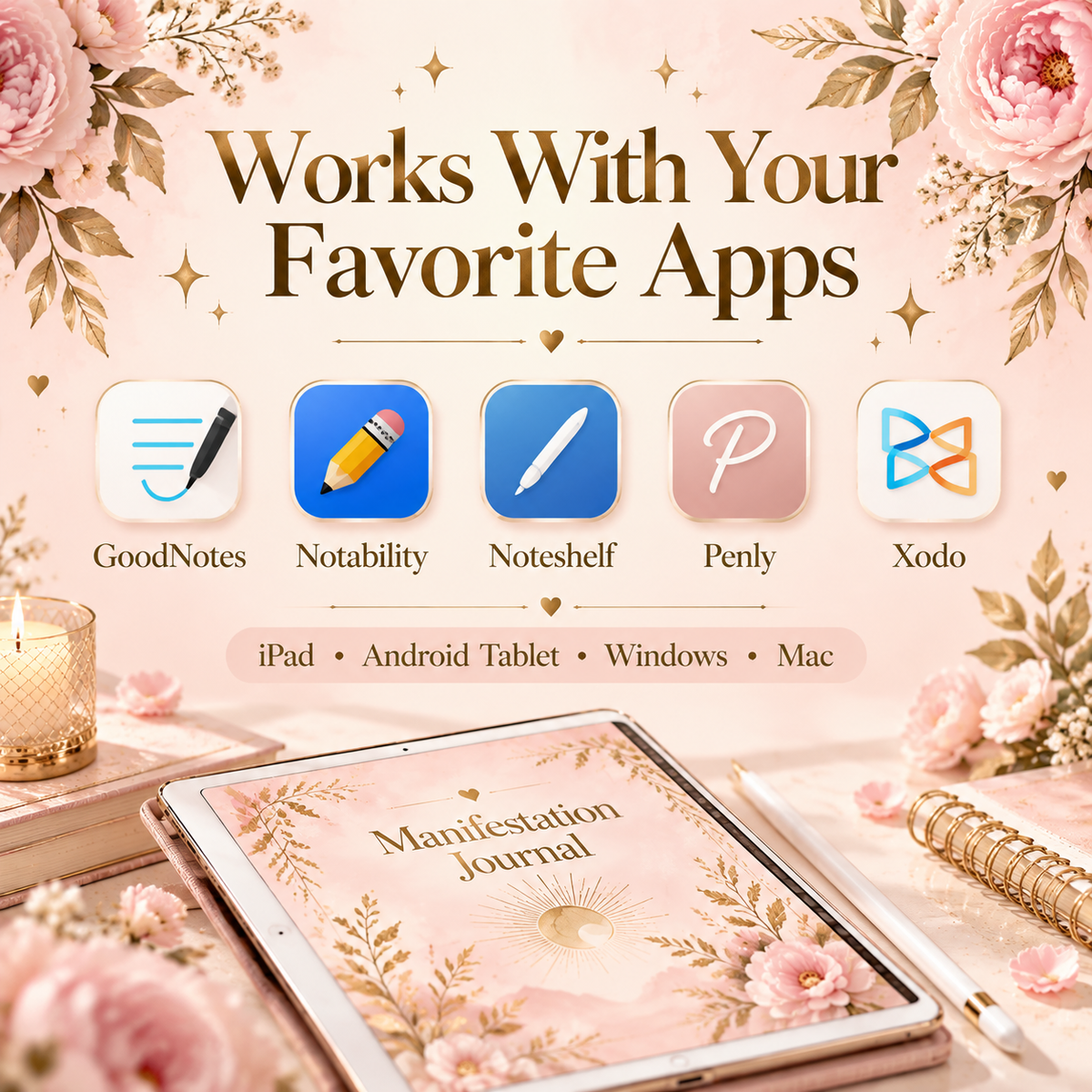 369 manifestation journal open on iPad showing scripting page