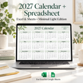 2027 Excel calendar spreadsheet showing January monthly grid