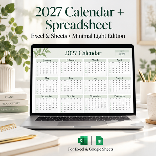 2027 Excel calendar spreadsheet showing January monthly grid