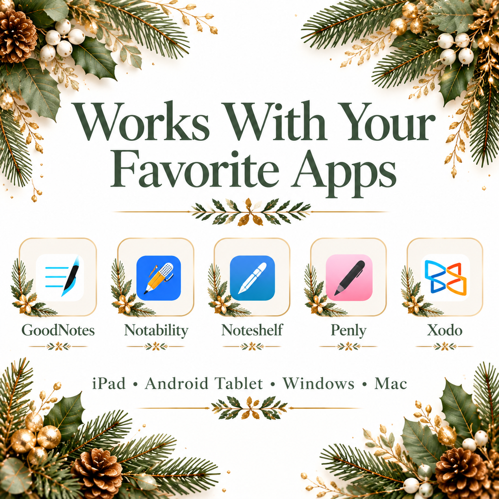 Botanical Christmas planner on iPad showing gift list page