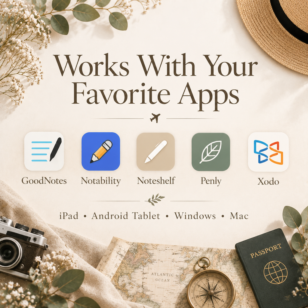 Minimal travel planner on iPad showing itinerary page