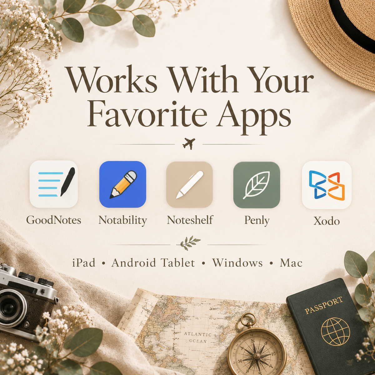 Minimal travel planner on iPad showing itinerary page