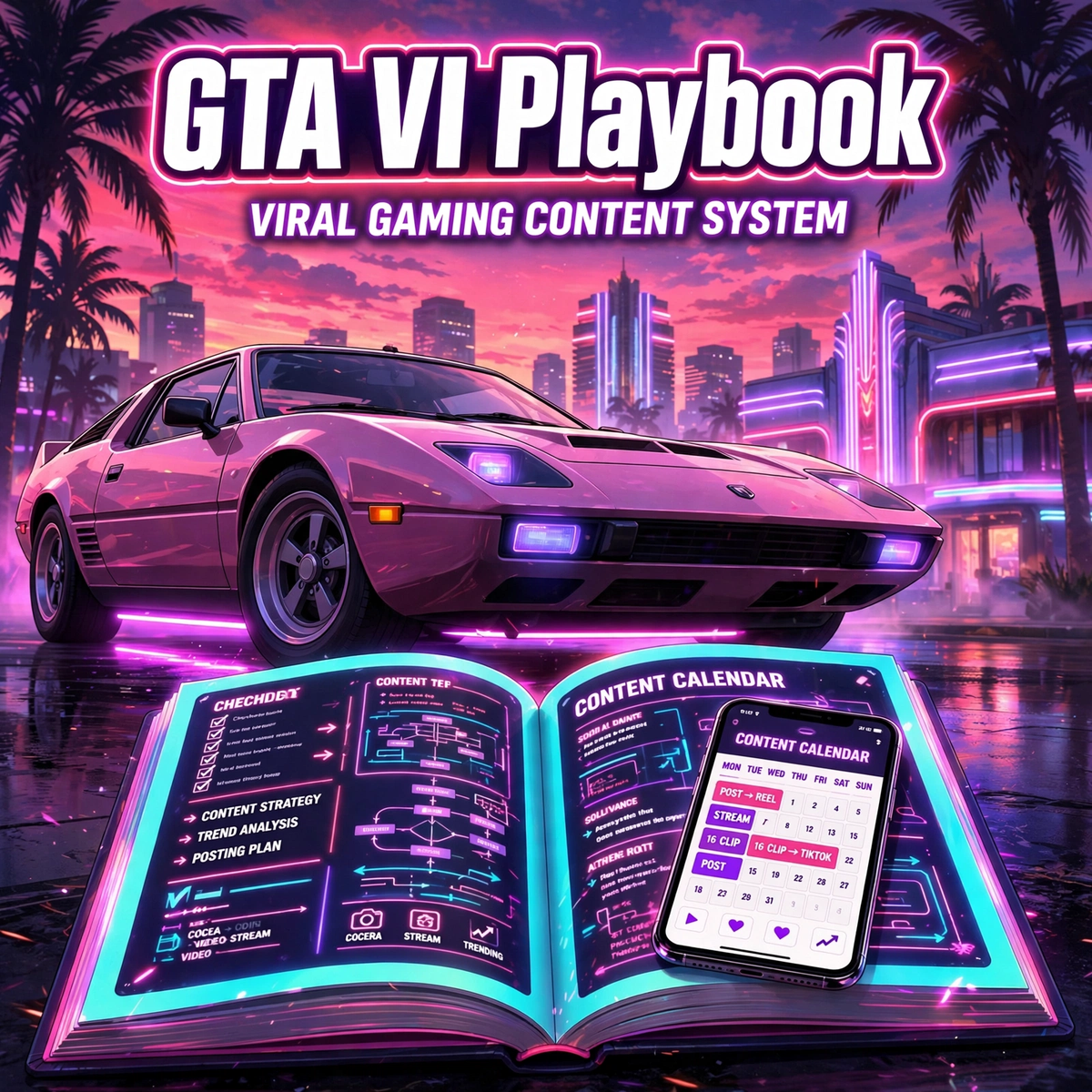 GTA 6 Gold Rush launch playbook cover with neon artwork