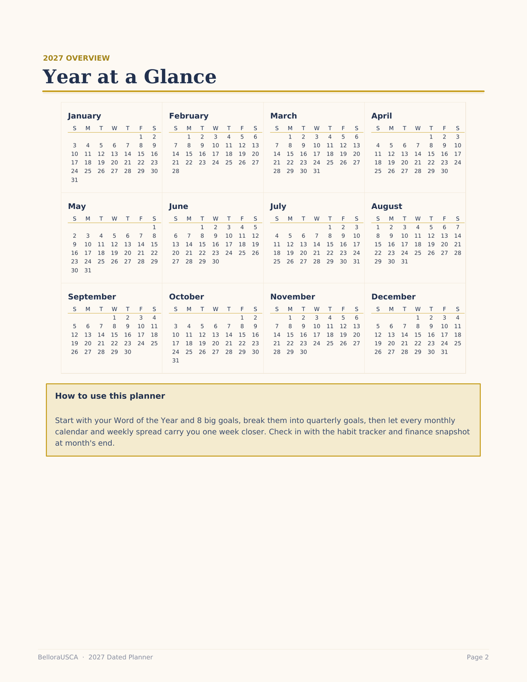 2027 Planner Printable, Dated Daily Weekly Monthly Planner 2027, Minimalist Life Planner PDF, 2027 Calendar Organizer