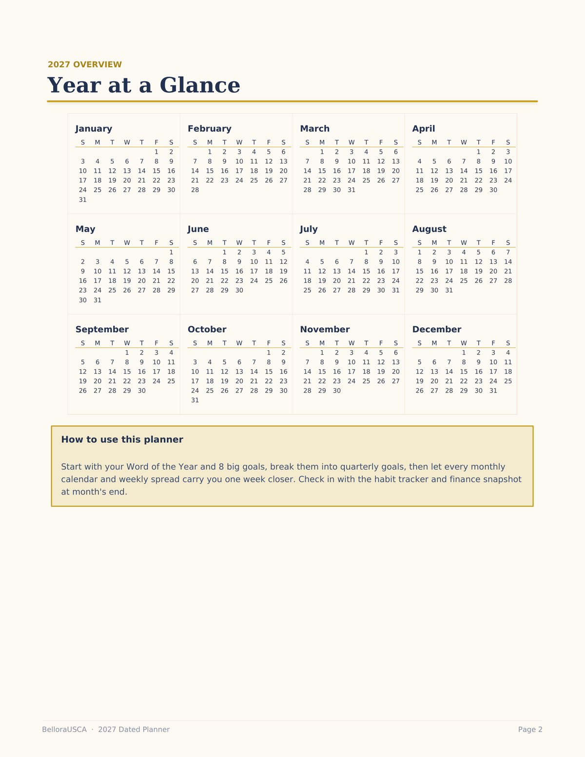 2027 Planner Printable, Dated Daily Weekly Monthly Planner 2027, Minimalist Life Planner PDF, 2027 Calendar Organizer