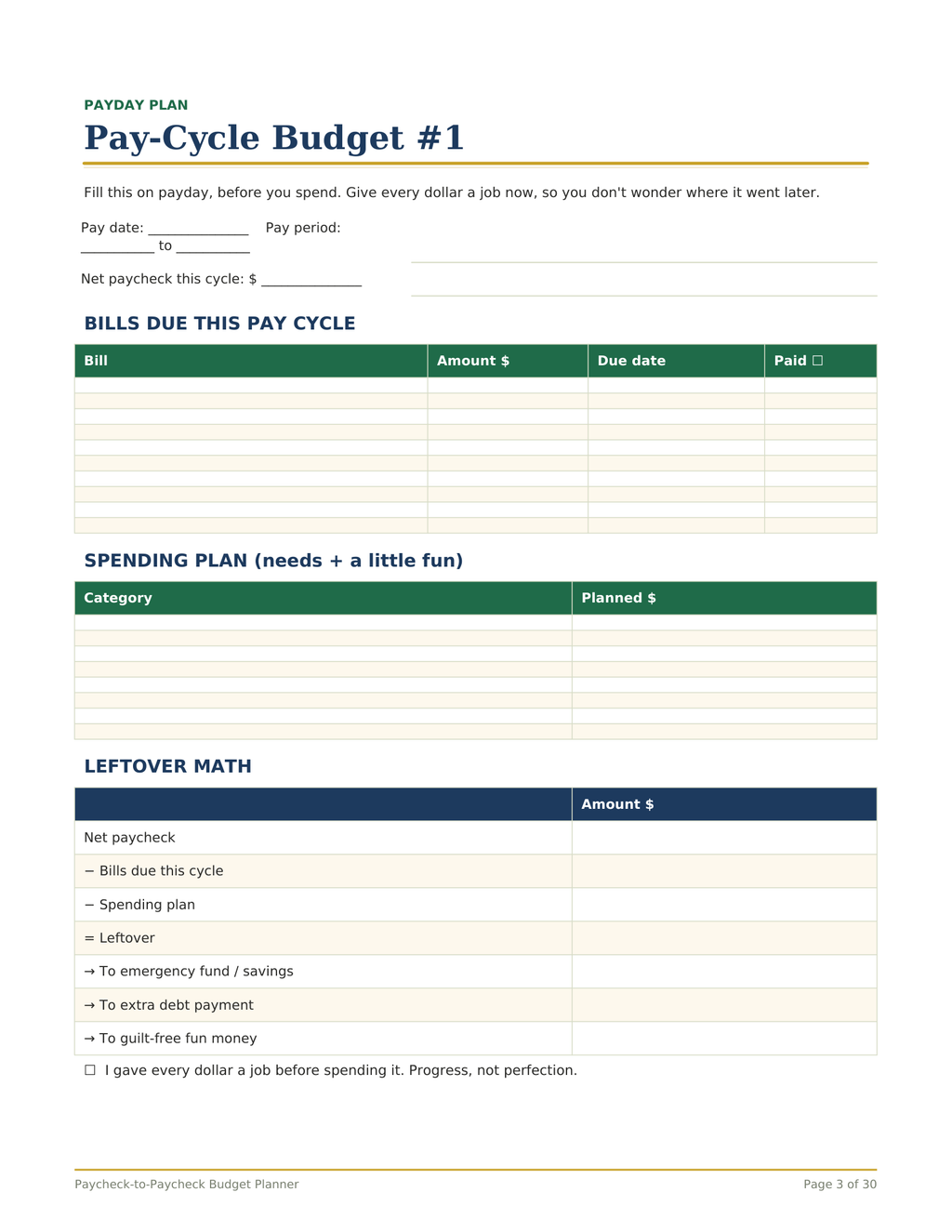 Paycheck Budget Planner, Paycheck to Paycheck Budgeting Workbook, Bill Calendar, Debt Snowball Tracker, Printable PDF