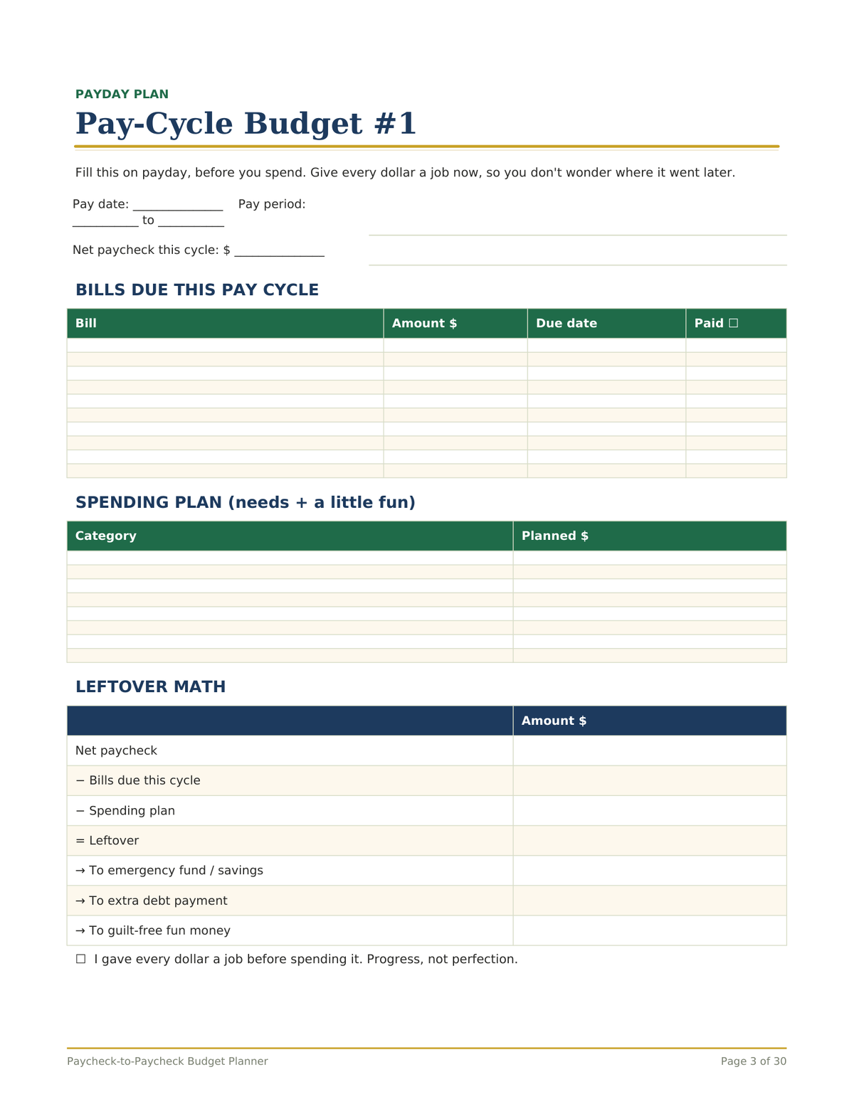 Paycheck Budget Planner, Paycheck to Paycheck Budgeting Workbook, Bill Calendar, Debt Snowball Tracker, Printable PDF