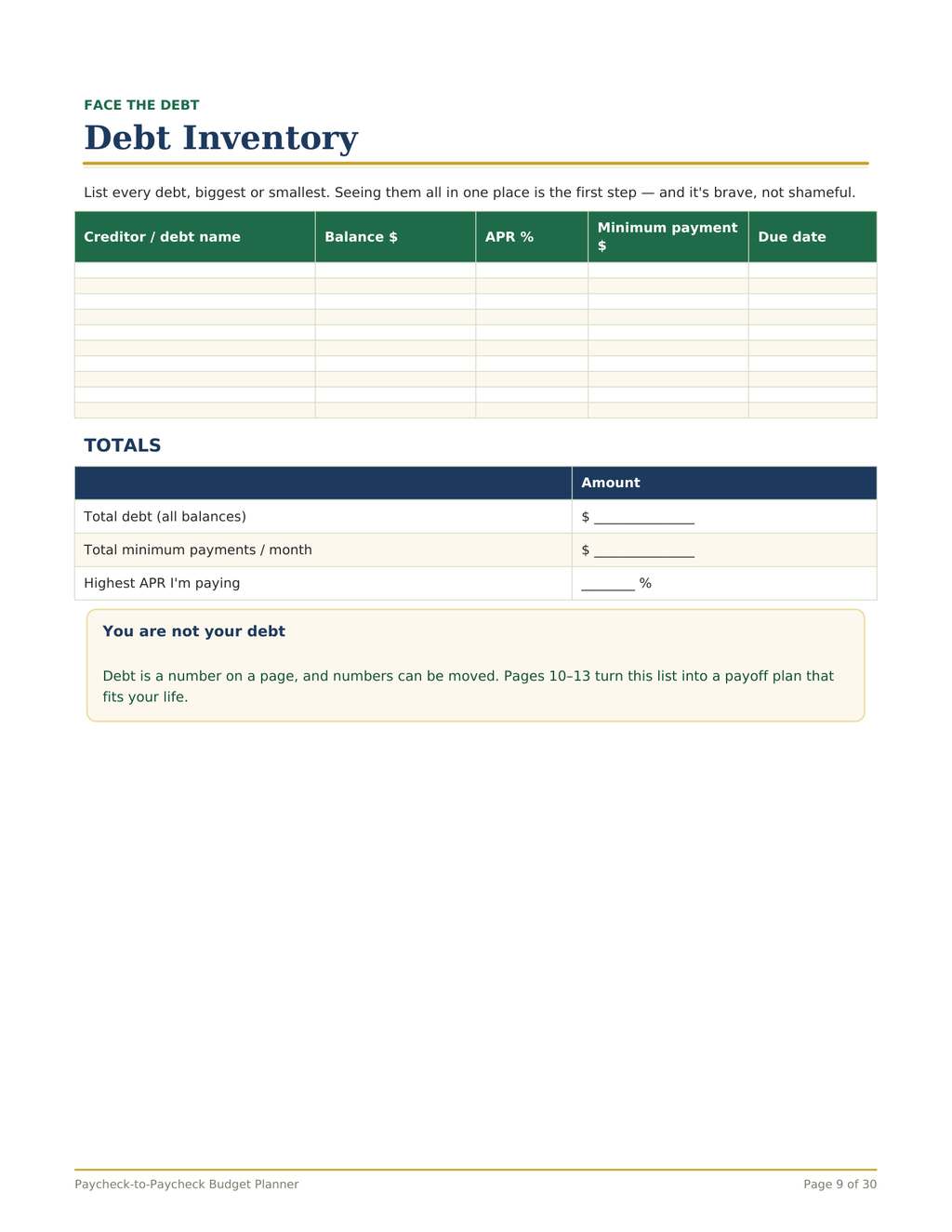 Paycheck Budget Planner, Paycheck to Paycheck Budgeting Workbook, Bill Calendar, Debt Snowball Tracker, Printable PDF