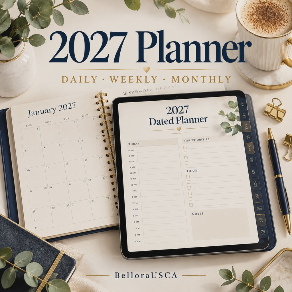 2027 Planner Printable, Dated Daily Weekly Monthly Planner 2027, Minimalist Life Planner PDF, 2027 Calendar Organizer