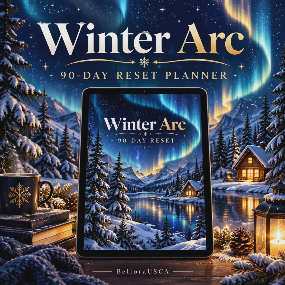 Winter Arc 90-Day Reset Planner, 90 Day Challenge Printable, Habit Tracker, Workout Log, Weekly Review Journal