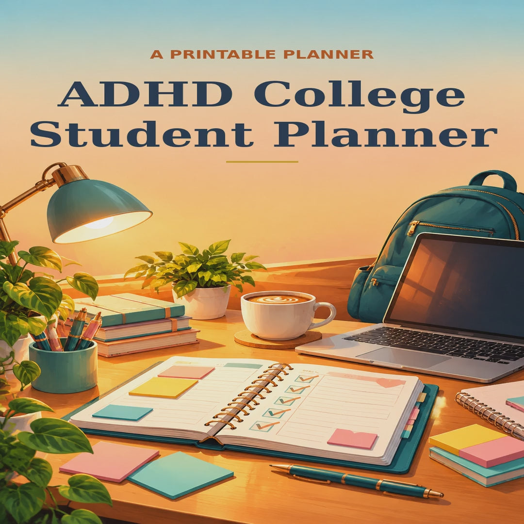 ADHD College Planner, Undated Student Planner for Focus and Deadlines, Assignment Tracker, Weekly Study Planner, Printable PDF